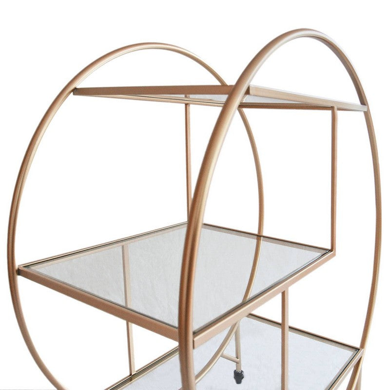 Deco Bar Cart Metal & Glass Rose Gold 2 Shelves