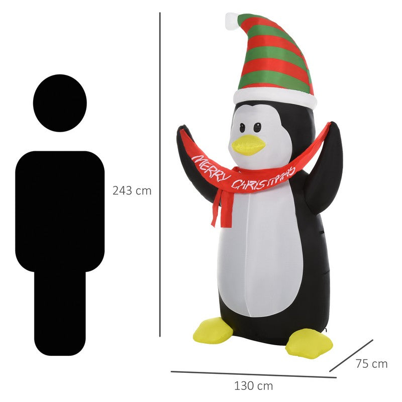 Homcom 2.4m LED Polyester Outdoor Christmas Inflatable Penguin