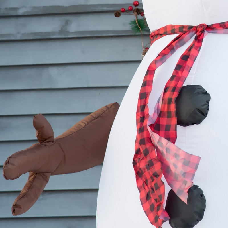 8ft Inflatable Christmas Snowman with Black Hat and Red Scotch Scarf
